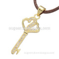 2016 leather core chain pendant necklace women pave Zircon gold necklace designs in 10 grams